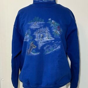 Vintage Northern Reflections turtleneck Sweater w/ winter scene